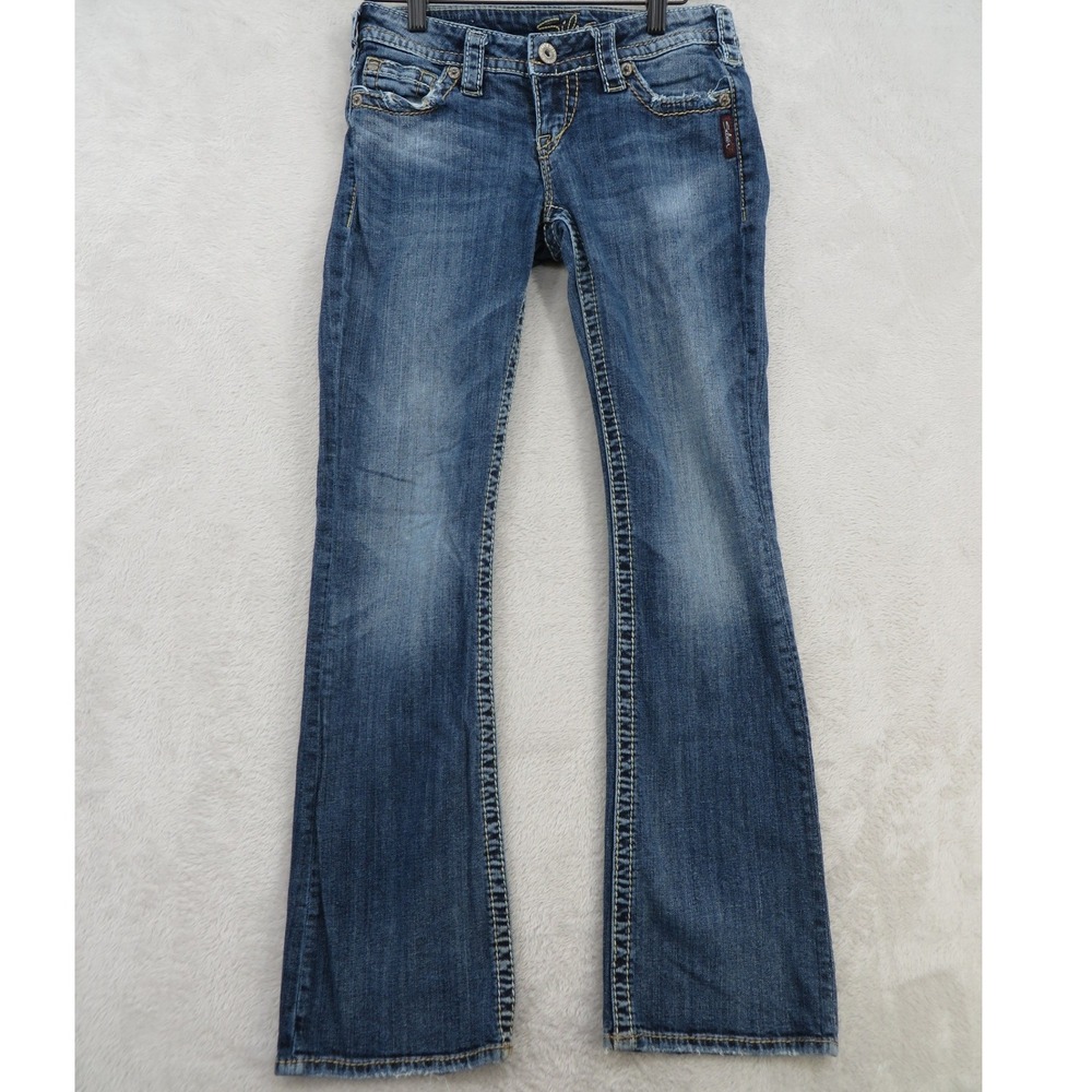 Silver Jeans Pioneer Bootcut Low Rise Y2K Western Flap Pocket 27x29 Distressed